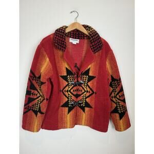 Vintage Aztec Blazer Coat Jacket Starfire Western Wool Blend 90s USA Made Sz M